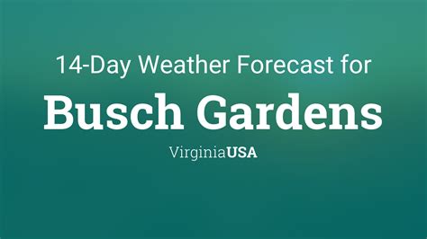 Busch gardens weather forecast. While your garden waits out the winter, there’s still plenty to do as the weather cooperates.Check our January Lawn and Garden To-Do List! Expert Advice On Improving Your Home Vide... 