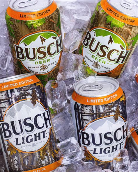 Busch light camo can 2023. This lager beer is made with a blend of premium American-grown and imported hops and a combination of exceptional barley malt, fine grains, and crisp water to provide a pleasant, balanced flavor. Busch Light Beer contains 95 calories and a 4.1% ABV per serving. Enjoy Busch Light Beer anytime the occasion calls for refreshing drinks; grab a case ... 