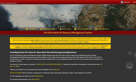Bushfire map.  The Fire Information for Resource Management System (FIRM...