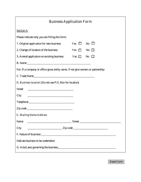 Business Application Form Sample Forms with Business Applications