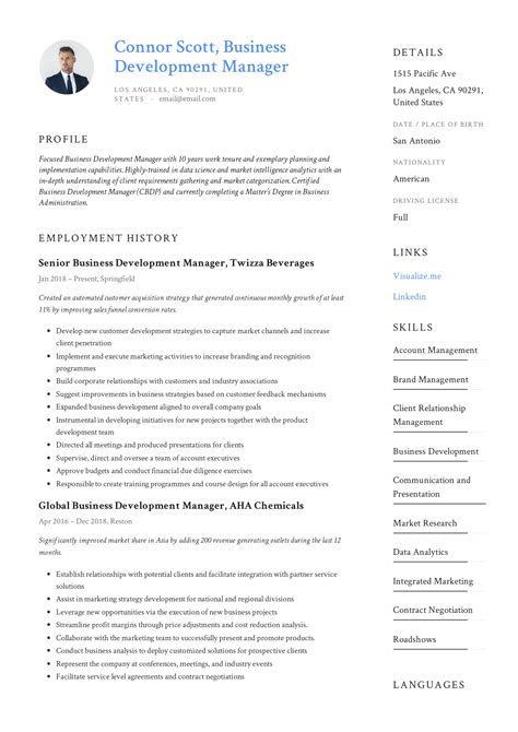 Business Development Manager Resume Template