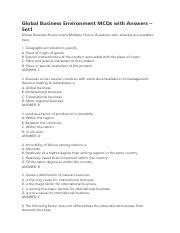 Business Environment Multiple Choice Questions Answers