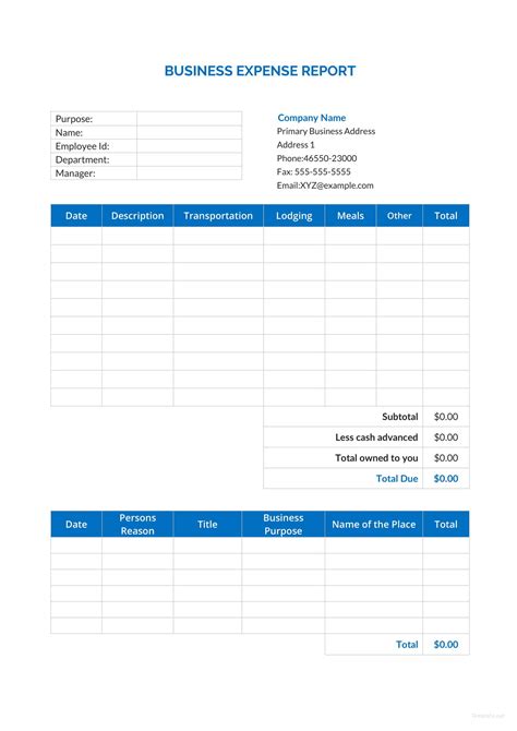 Business Expense Form Template Sample Forms to Business Expenses