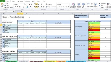 Business Impact Analysis Template Excel Download Free Project Management Excel Templates