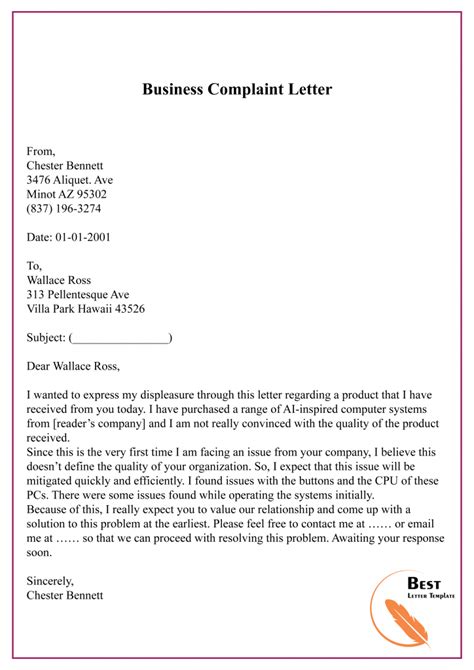 Business Letter Template Word Free