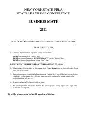 Business Math Test Answer Key