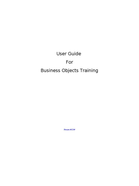 Business Objects Training Guide