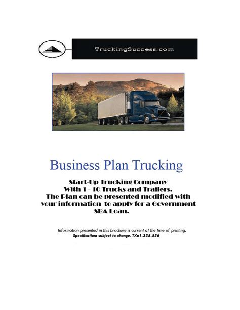 Business Plan Trucking 2024 PDF - TruckingSuccess.com