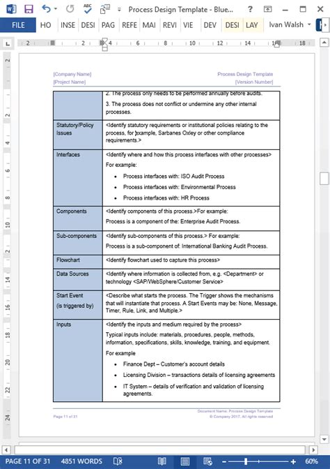 Business Process Documentation Template The Best Template Example