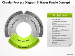 Business Process Flow Chart Circular Diagram 3 Stages Puzzle Concept