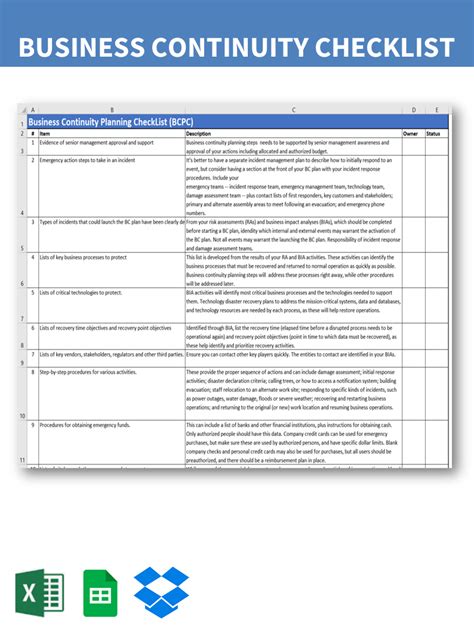 Business Recovery Plan Template