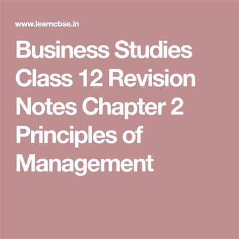 Business Studies Class 12 Revision Notes Chapter 2 Principles of …