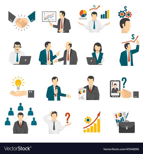 Business Training Consulting Service Icons Set Vector Image