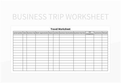 Business Trip Worksheet Excel Template And Google Sheets File For Free