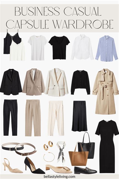Business casual capsule wardrobe. For example: Let’s say your office’s business casual dress code requires you to wear dress pants with a dress shirt and a blazer. Your minimal wardrobe can look like: 3 dress shirts (white, light blue and pink) 2 pairs of dress pants (grey and navy) 1 blazer (dark grey) 1 pair of dress shoes and a belt. This … 