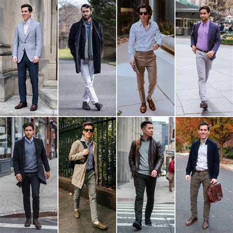 Business casual men examples. Pants – Dress slacks, chinos, dressy khakis or corduroys. Denim pants may be accepted in some workplaces/industries, especially if paired with a more formal item of clothing like a blazer. Sweatpants are too casual to qualify as business casual. Shoes – Closed-toe shoes like Oxfords, derby shoes, brogues or monk shoes. 