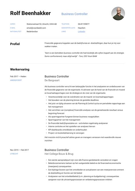 Business controller CV & Handleiding 12 Voorbeelden in PDF