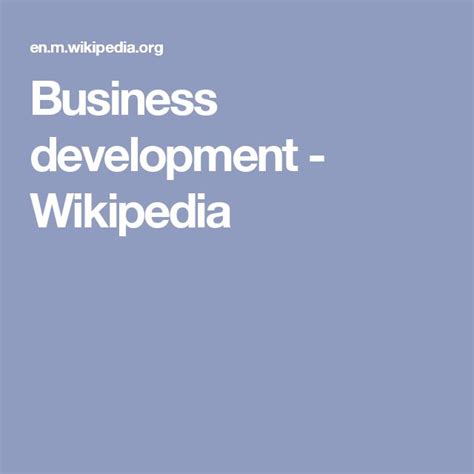 Business development Wikipedia.