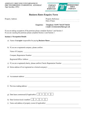 Business rates enquiry form - Stockport Council