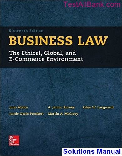 Full Download Business Law The Ethical Global And Ecommerce Environment By Jane P Mallor