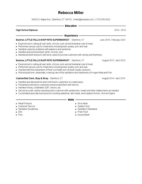 Butcher Resume Examples And Templates In 2024 - Zippia