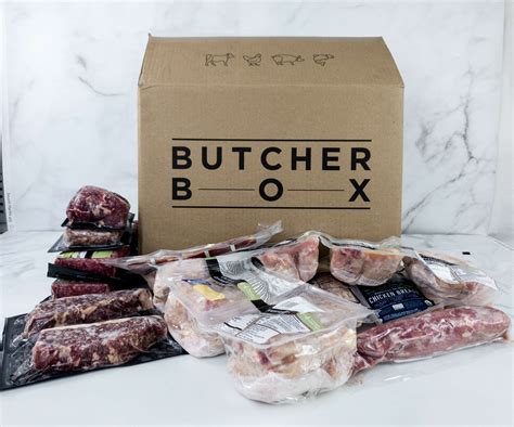 Butcher bix. 3 lbs of free-range organic chicken thighs FREE in every order for a year. $216 value*. Free Ground Beef For A Year. 2 lbs of 100% grass-fed and finished ground beef FREE in every order for a year. $168 value*. Free Premium Steak Tips For A Year. 1 lb of 100% grass-fed and finished premium steak tips FREE in every order for a year. $192 value*. 