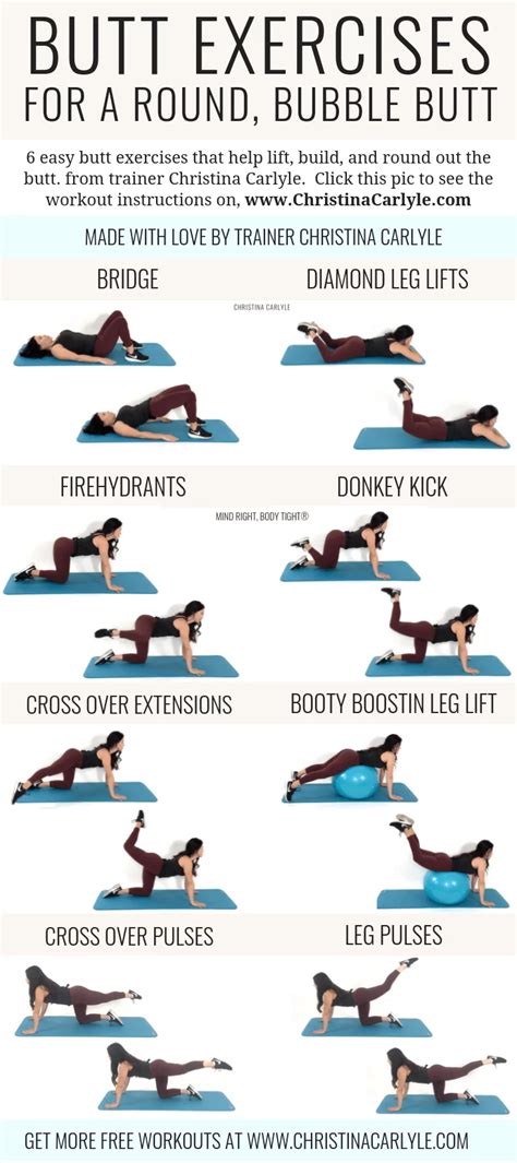 Butt workouts at home. 8 Home Workout Exercises For Strong Glutes. 1. Squats. Squats are not only one of the best exercises to target the glutes, but they also work on your lower body strength in general. To start, stand with your feet hip-distance apart. For added intensity, hold weights at torso level or at your sides. 