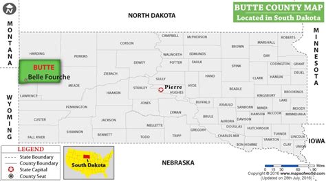 Butte County Map, South Dakota (SD)