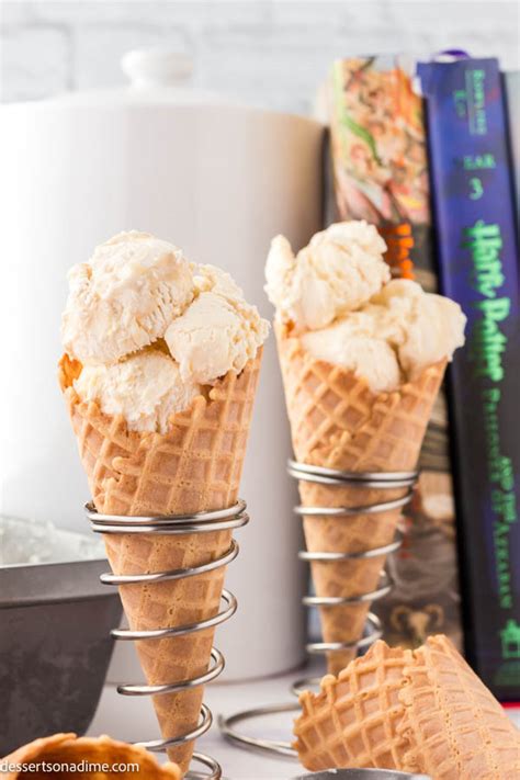 Butterbeer ice cream. Hard Pack Ice-Cream. Chocolate Chili, Apple Crumble, Vanilla, Salted Caramel Blondie, Chocolate, Clotted Cream, Earl Grey & Lavender, Sticky Toffee Pudding, Chocolate & Raspberry, Strawberry & Peanut Butter, Huckleberry. Served in a Waffle Cone - $7.49. 