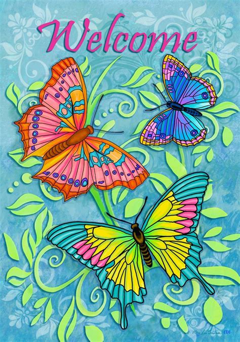 Butterfly Butterflies Welcome Banner Flag 28 X40 Inches eBay