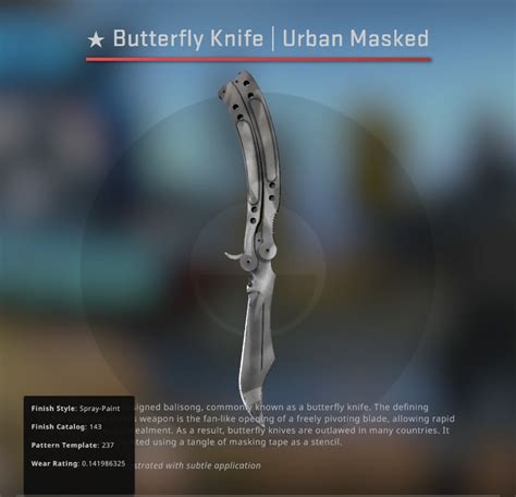 Butterfly knife urban masked mw
