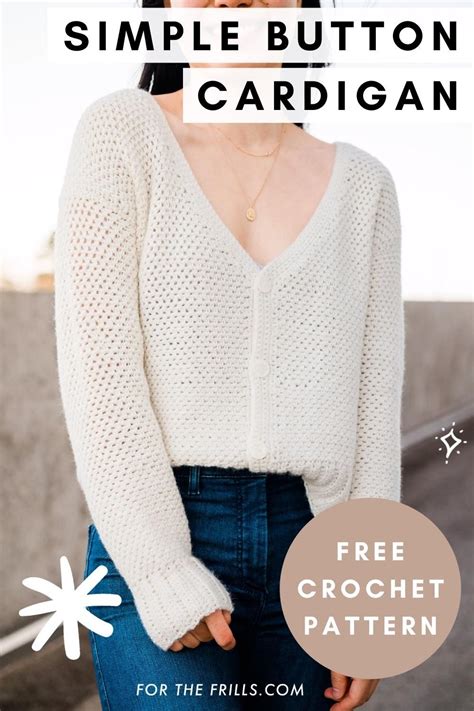 Button Down V-neck Cardigan - free crochet - For …