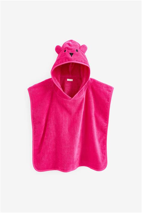 Buy Bright Pink Bear Towelling Poncho from Next Croatia