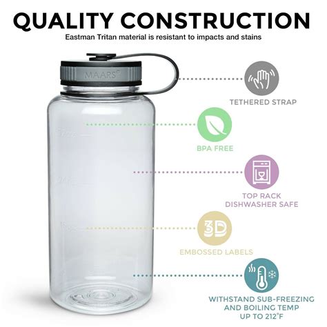 Buy Maars Tritan Wide Mouth 34 oz. BPA-Free Sports Water Bottle …