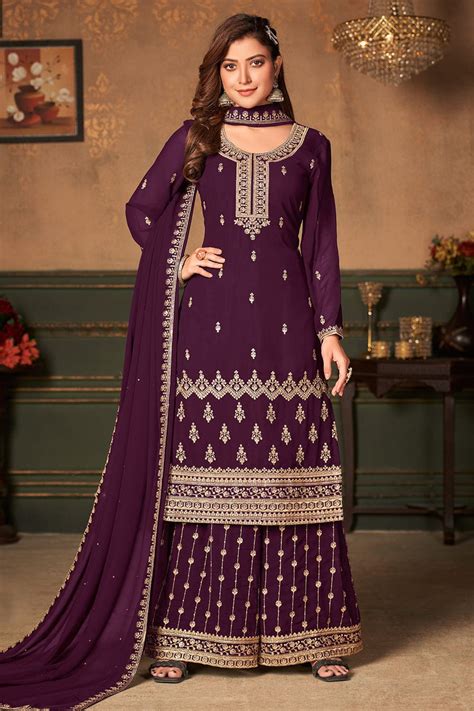 Buy Purple Palazzo Suit online-Karagiri