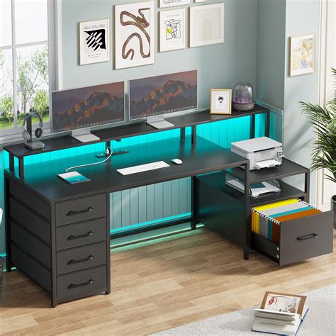 Buy SEDETA Computer Desk with File Drawer and Storage Shelves