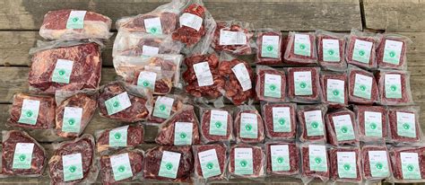 Buy meat in bulk. One-quarter beef is usually around 110 pounds of meat depending on the cutting preferences selected when ordering. Typically 5%-50% can be ground beef, and the rest can be cut into steaks, roasts, ribs, etc. A quarter beef should feed one person for one year at an average of 1/2 to 3/4 lb. serving of meat per meal, 2 to 3 times … 
