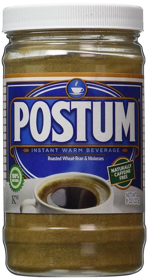 Buy postum. Postum's simple yet distinctive formula is key to its character. The original recipe comprised primarily of roasted wheat bran, wheat and molasses. This blend, when brewed, yields a warm, comforting beverage with an earthy taste reminiscent of coffee but with its own unique flavor profile. The absence of caffeine and any artificial additives ... 