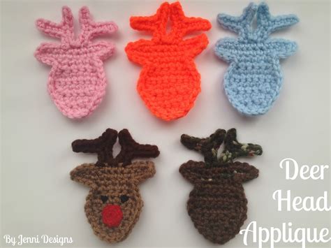 By Jenni Designs Free Crochet Pattern Tutorial Deer Head Applique
