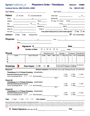 Byram Healthcare Order Form is a form used by Byram Healthcare customers to order products and services from the company. The form includes all the necessary information, such as the customer's contact information, product information, payment information, and shipping information. It also includes a section for any additional notes or ....