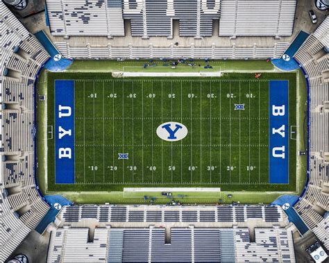 The Big 12 Conference logo is seen on the field before a