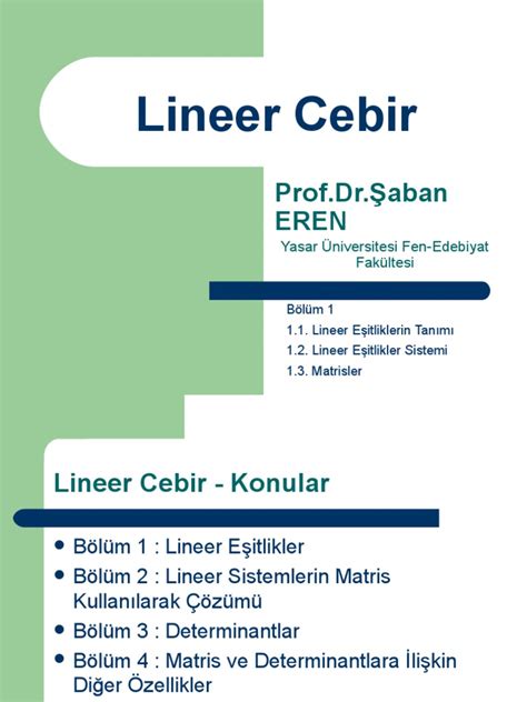 C:esktopLineer Cebir PDF Ders .