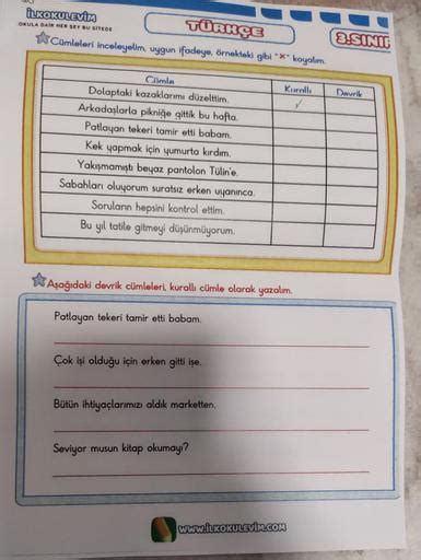 CÜMLELER DY ilkokulevim.