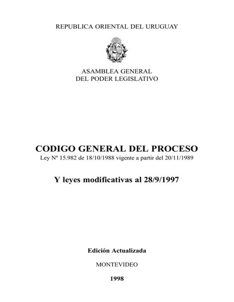 Código general del proceso de la republica oriental del uruguay y leyes organicas. - The six sigma handbook third edition chapter 6 the define phase.