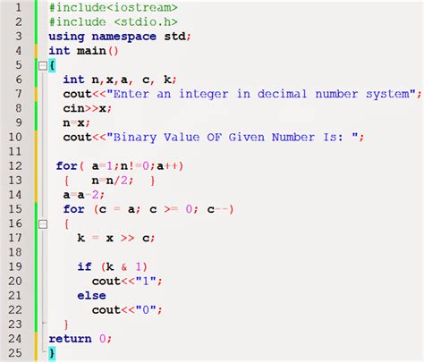 C++ Program For Decimal To Binary Conversion