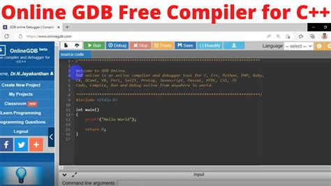 C++ online gdb. Select the C++ compiler The OnlineGDB compiler supports over twenty popular programming languages including C++, Java, and Python. To select C++, go to the “Language” pull down menu on the right side of the command bar, and select “C++”. Turn on compiler flags In order to turn on all compiler warnings, click on the gear to the right of the 