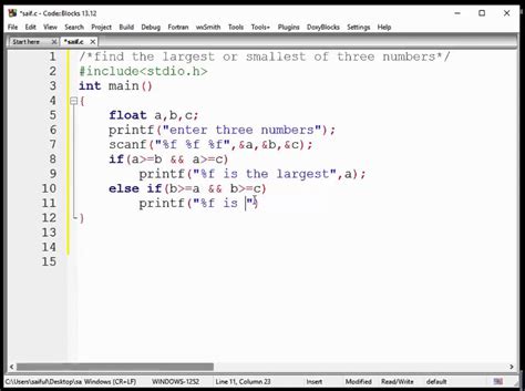 C Program to largest and smallest among three numbers