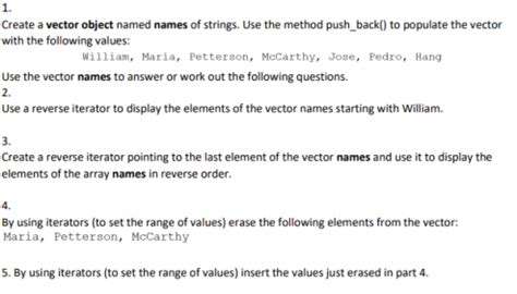 C Stl Vectors Part 2 Include Precondition Chegg Com