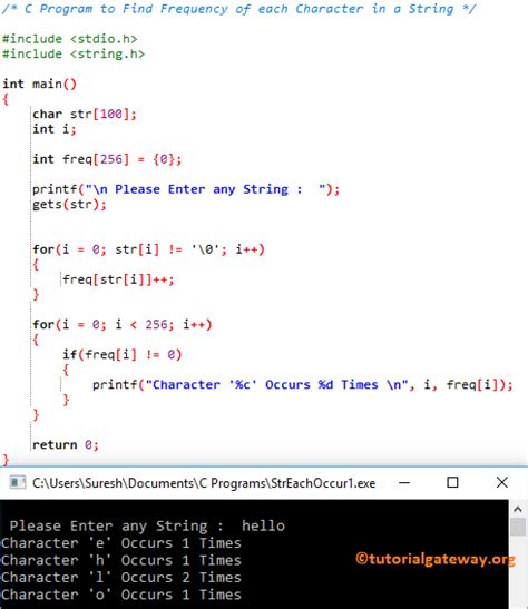 C program to find the frequency of digits in a number. , "Hello").  This article will ...
