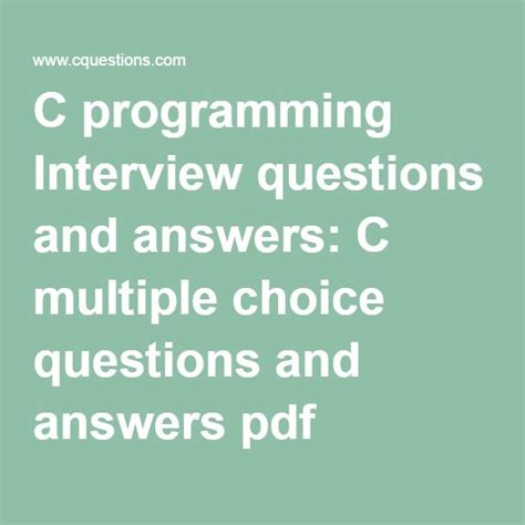 C programming Interview questions and answers C multiple choice questions and answers pdf